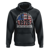 50th Birthday Hoodie Vintage 1976 50 Year Old Birthday American Flag