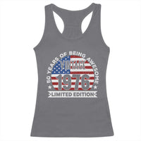 50th Birthday Racerback Tank Top Vintage 1976 50 Year Old Birthday American Flag