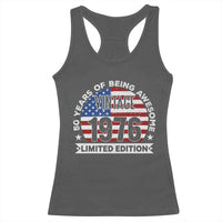 50th Birthday Racerback Tank Top Vintage 1976 50 Year Old Birthday American Flag