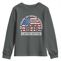 50th Birthday Youth Sweatshirt Vintage 1976 50 Year Old Birthday American Flag