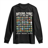 Protect Our National Parks Long Sleeve Shirt 63 Parks Over Profits Camping Hiking Sunrise Pine Tree