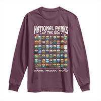 Protect Our National Parks Long Sleeve Shirt 63 Parks Over Profits Camping Hiking Sunrise Pine Tree