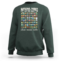 Protect Our National Parks Sweatshirt 63 Parks Over Profits Camping Hiking Sunrise Pine Tree