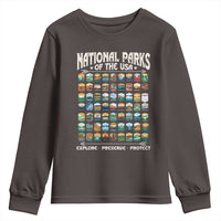 Protect Our National Parks Youth Sweatshirt 63 Parks Over Profits Camping Hiking Sunrise Pine Tree