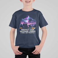 Protect Our National Parks T Shirt For Kid Bison Forest Starscape Aurora