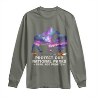 Protect Our National Parks Long Sleeve Shirt Bison Forest Starscape Aurora