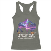 Protect Our National Parks Racerback Tank Top Bison Forest Starscape Aurora