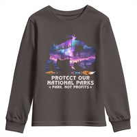 Protect Our National Parks Youth Sweatshirt Bison Forest Starscape Aurora