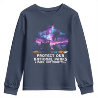 Protect Our National Parks Youth Sweatshirt Bison Forest Starscape Aurora