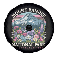 Mount Rainier National Park Spare Tire Cover Retro Vintage Wildflowers