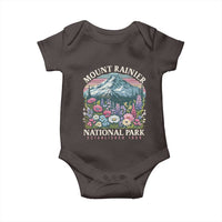 Mount Rainier National Park Baby Onesie Retro Vintage Wildflowers