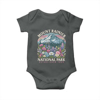 Mount Rainier National Park Baby Onesie Retro Vintage Wildflowers
