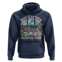 Mount Rainier National Park Hoodie Retro Vintage Wildflowers