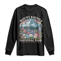 Mount Rainier National Park Long Sleeve Shirt Retro Vintage Wildflowers