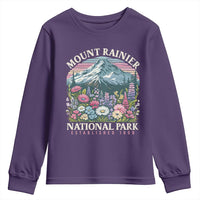 Mount Rainier National Park Youth Sweatshirt Retro Vintage Wildflowers