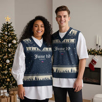 June 19 1865 Juneteenth Flag V-Neck Knit Sweater Vest Celebrating Black Freedom History - Wonder Print Shop