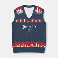 June 19 1865 Juneteenth Flag V-Neck Knit Sweater Vest Celebrating Black Freedom History - Wonder Print Shop