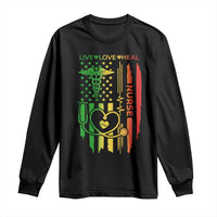Black Nurse Long Sleeve Shirt American Flag Proud Afro African Women Melanin Pride