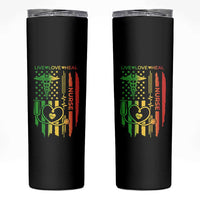 Black Nurse Skinny Tumbler American Flag Proud Afro African Women Melanin Pride
