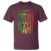 Black Nurse T Shirt American Flag Proud Afro African Women Melanin Pride
