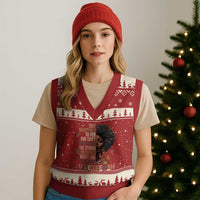 I'm The Storm Black Women V-Neck Knit Sweater Vest Juneteenth Black History Melanin - Wonder Print Shop