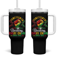 Breaking Every Chain Since 1865 Juneteenth Tumbler With Handle Celebrating Black Freedom