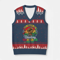 Juneteenth Breaking Every Chain Since 1865 V-Neck Knit Sweater Vest Retro Vintage - Wonder Print Shop