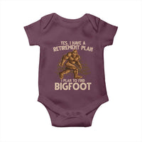 Bigfoot Retirement Plan Baby Onesie Funny Saying Sasquatch Research - Wonder Print Shop