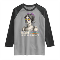 More Pride Less Prejudice Raglan Shirt LGBTQ Proud Ally Pride Month - Wonder Print Shop