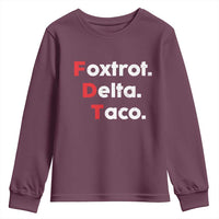 Foxtrot Delta Taco Youth Sweatshirt Subtle FDT Resist - Wonder Print Shop