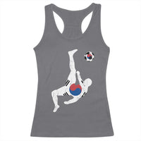 South Korea Soccer Racerback Tank Top Bicycle Kick Silhouette Korean Flag