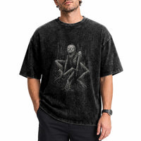 Creepy Rake Washed Cotton T-Shirt Creepypasta Cryptid Series Alt Goth Grunge Horror Aesthetic