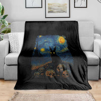 Creepy Cute Bunny Rabbits Throw Blanket Alt Goth Grunge Dark Horror Starry Night Van Gogh Aesthetic