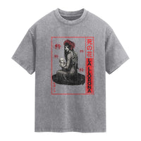 La Llorona Washed Cotton T-Shirt Folklore Japanese Spider Lily Soft Grunge Anime Aesthetic Flower