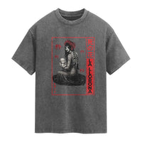 La Llorona Washed Cotton T-Shirt Folklore Japanese Spider Lily Soft Grunge Anime Aesthetic Flower