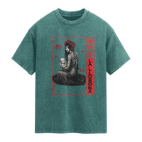 La Llorona Washed Cotton T-Shirt Folklore Japanese Spider Lily Soft Grunge Anime Aesthetic Flower