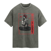 La Llorona Washed Cotton T-Shirt Folklore Japanese Spider Lily Soft Grunge Anime Aesthetic Flower