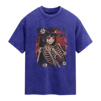 Horror Anime Manga Washed Cotton T-Shirt Japan Japanese Creepy Kawaii Goth