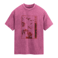 Japanese Spider Lily Washed Cotton T-Shirt Soft Grunge Anime Aesthetic Flower