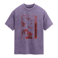 Japanese Spider Lily Washed Cotton T-Shirt Soft Grunge Anime Aesthetic Flower