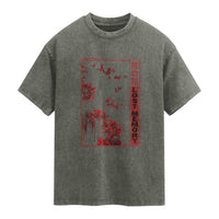 Japanese Spider Lily Washed Cotton T-Shirt Soft Grunge Anime Aesthetic Flower