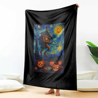 Baba Yaga House Throw Blanket Starry Night Van Gogh Slavic Folklore Russia Fairy Tale - Wonder Print Shop