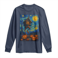 Baba Yaga House Long Sleeve Shirt Starry Night Van Gogh Slavic Folklore Russia Fairy Tale - Wonder Print Shop