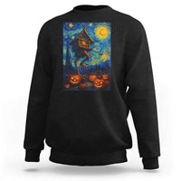 Baba Yaga House Sweatshirt Starry Night Van Gogh Slavic Folklore Russia Fairy Tale - Wonder Print Shop