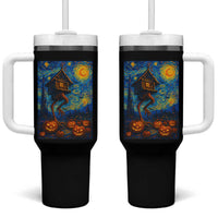 Baba Yaga House Tumbler With Handle Starry Night Van Gogh Slavic Folklore Russia Fairy Tale - Wonder Print Shop