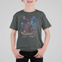 Funny Smoking Bigfoot T Shirt For Kid Vintage Cigarette Sasquatch UFO Cryptid Meme - Wonder Print Shop