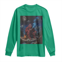 Funny Smoking Bigfoot Long Sleeve Shirt Vintage Cigarette Sasquatch UFO Cryptid Meme - Wonder Print Shop