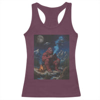 Funny Smoking Bigfoot Racerback Tank Top Vintage Cigarette Sasquatch UFO Cryptid Meme - Wonder Print Shop