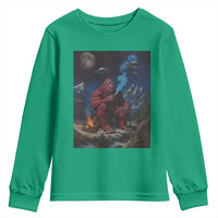 Funny Smoking Bigfoot Youth Sweatshirt Vintage Cigarette Sasquatch UFO Cryptid Meme - Wonder Print Shop