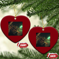 Funny Smoking Cat Ceramic Ornament Retro 90s Grunge Cat Selfie Streetwear Meme - Wonder Print Shop